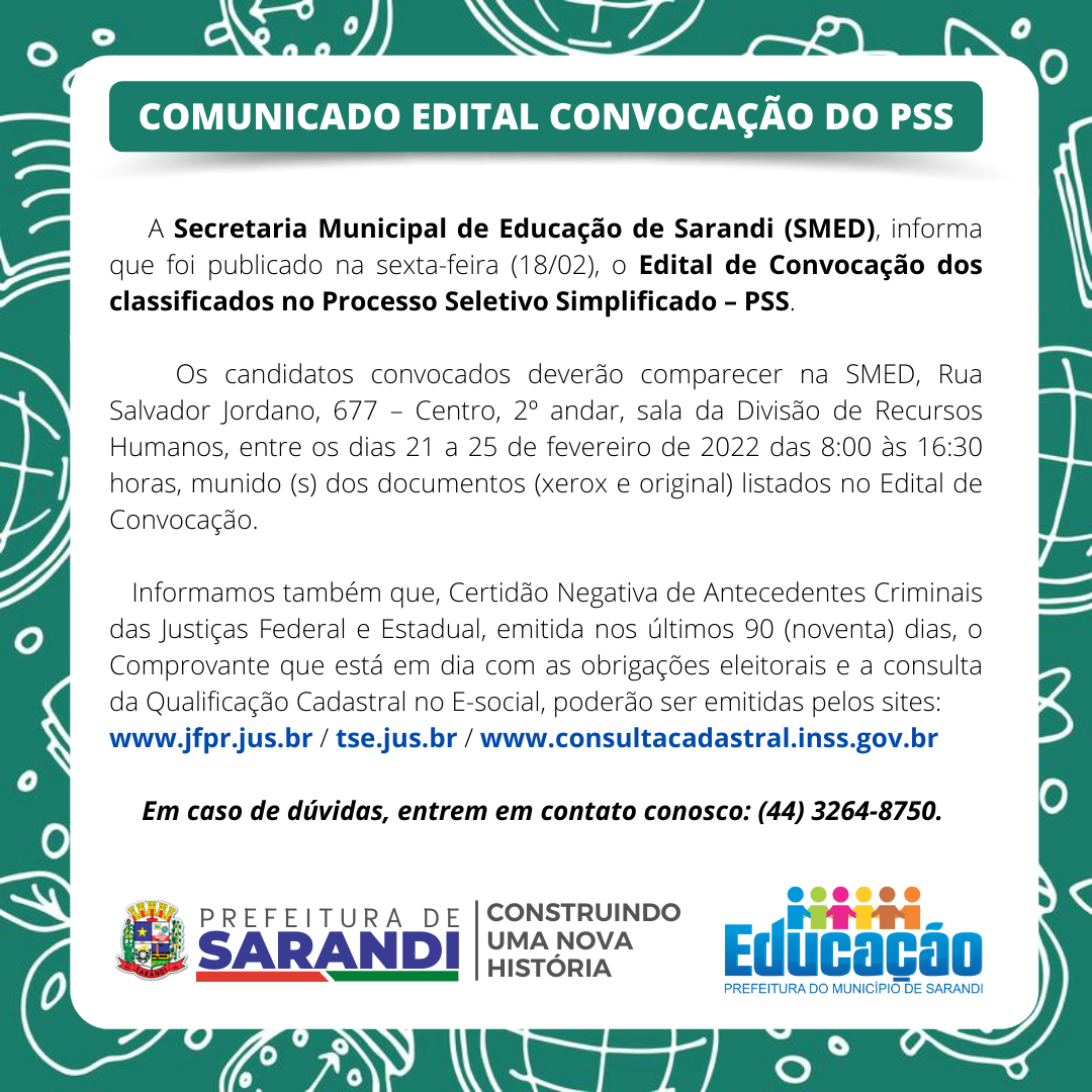 Comunicado Edital de Convocação do PSS